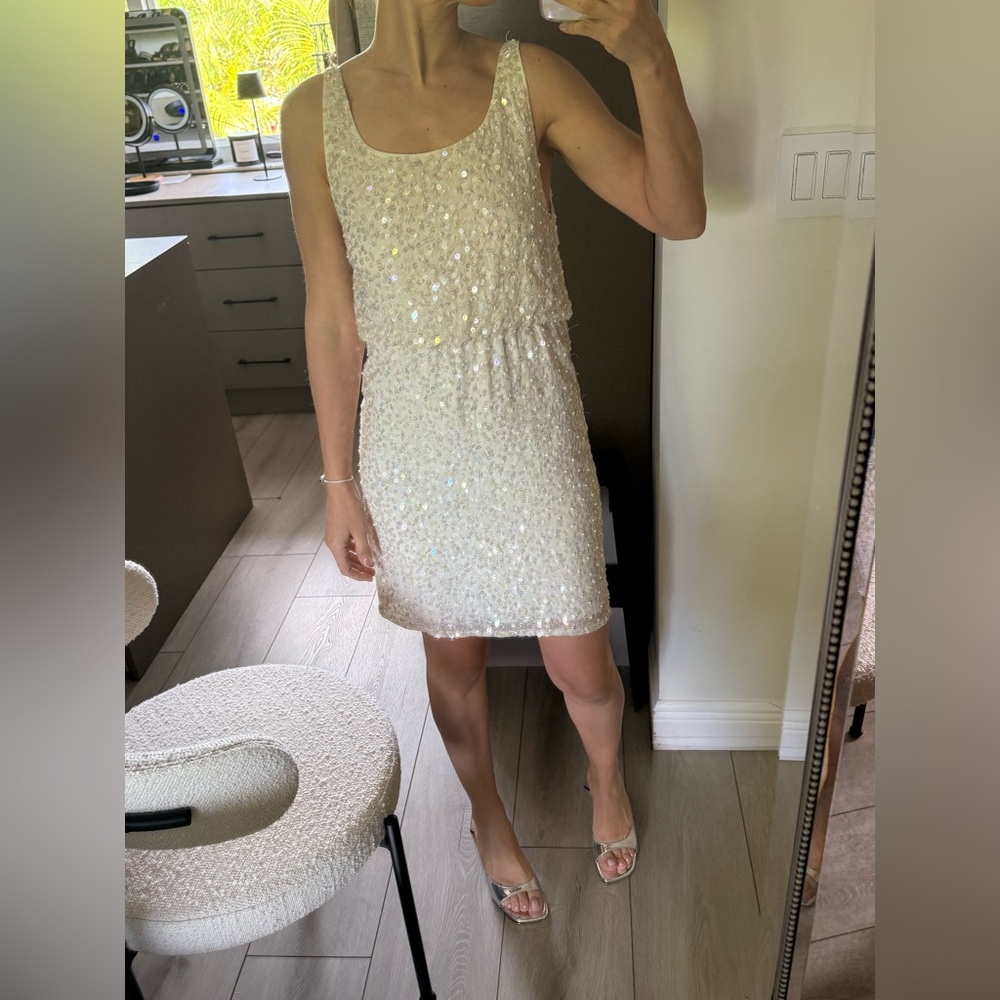 Alice + Olivia white sequins dress